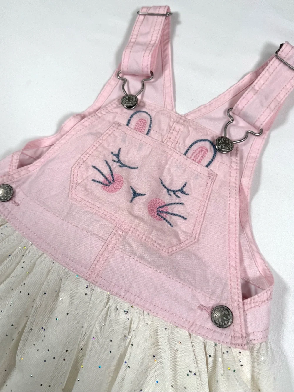 OSHKOSH Girls‎ Bunny Tail Tulle Jumper Dress 2T Easter Cottagecore Balletcore